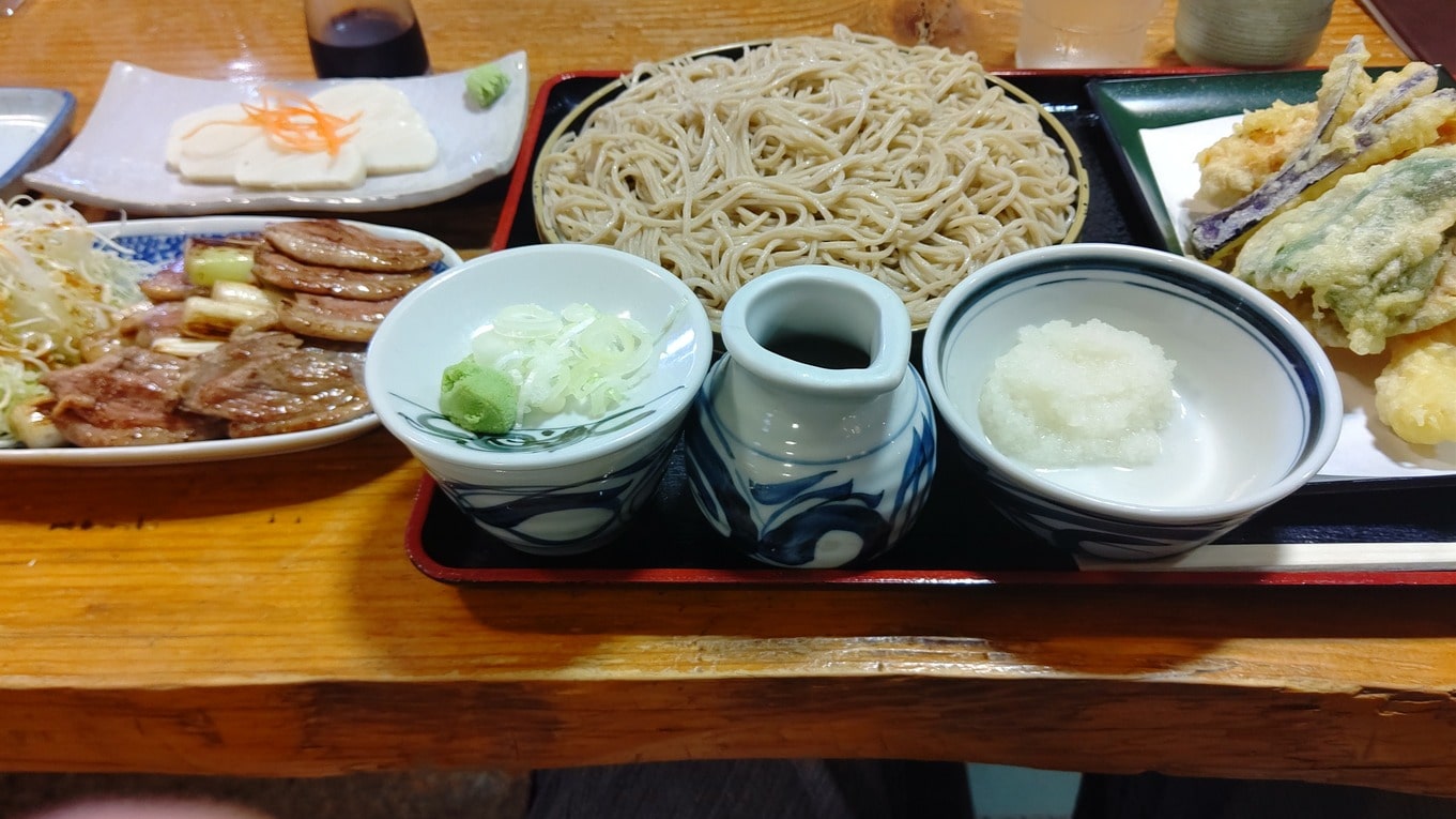 天せいろ、板わさ、鴨ねぎ風味焼き